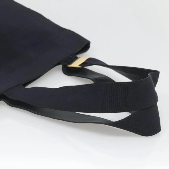 Salvatore Ferragamo Vala Tote Bag Canvas Leather Navy Gold Auth bs26595 - Picture 8 of 15